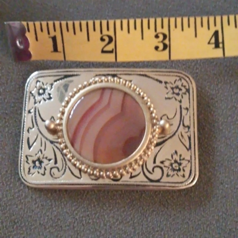 Vintage Bohemian Gypsy Festival Belt Buckle Natural Stone